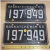 Image 1 : matching pair 1960 Saskatchewan license plates 197-949