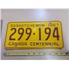 Image 1 : 1967 Saskatchewan license plate