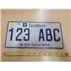 Image 1 : Quebec "Je me soviens" sample license plate 123-ABC