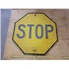 Image 1 : yellow steel stop sign 24" x 24"
