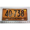 Image 1 : 1936 Saskatchewan license plate - 40-738