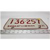 Image 2 : 1971 Saskatchewan license plate - 136-257
