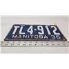 Image 2 : 1936 Manitoba license plate - TL4-912 - Consecutive with lots 627-629