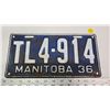 Image 1 : 1936 Manitoba license plate - TL4-914 - Consecutive with lots 626-627, 629