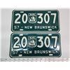 Image 1 : Pair of 1957 New Brunswick license plates - 20-307