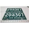 Image 2 : Pair of 1957 New Brunswick license plates - 20-307