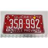 Image 1 : 1972 Quebec license plate - 358-992