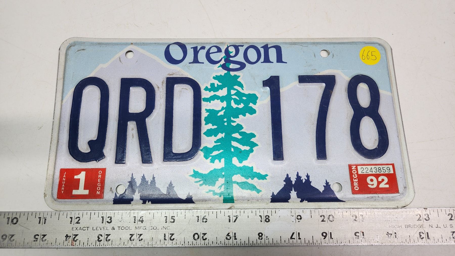 Registration Sticker Oregon 1992 sticker, Oregon license plate - QRD-178 - Schmalz Auctions