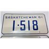 Image 3 : Pair of 1961 Saskatchewan license plates - 1-518