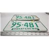 Image 4 : Pair of 1968 Saskatchewan license plates - 95-481
