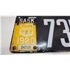 Image 3 : 1919 Saskatchewan porcelain license plate - 7357, w/ 1920 license plate tag - 24719