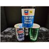 Image 1 : 3x 1 quart motor oil tins Chevron & 2 Esso (full)