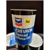 Image 2 : 3x 1 quart motor oil tins Chevron & 2 Esso (full)