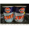 Image 1 : 2 Gulf XHD 1 litre motor oil tins - full