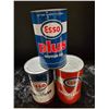Image 2 : Lot of 3 1 quart Esso oil cans (full) Mineral Lube/Manelube
