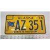 Image 1 : 1974 Alaska license plate AZ-351