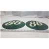 Image 2 : Pair of B/A "88" round plastic green signs - 10"dia