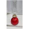 Image 3 : Red glass oil lamp, with chimney