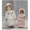 Image 1 : Pair of collectors dolls - 18"H & 14"H pink dress Porcelain