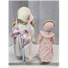 Image 4 : Pair of collectors dolls - 18"H & 14"H pink dress Porcelain