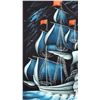 Image 2 : Large velvet sailboat framed painting, by Raul - 39"H x 29"