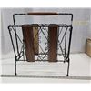Image 4 : Metal magazine rack, with wood accents - 17"x17"