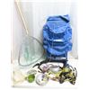 Image 1 : hiking backback with survival gear and fishing net