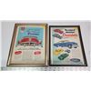 Image 1 : Pair of small framed car advertisements - Chevrolet & Pontiac - 9.5"x12" & 9"x11"