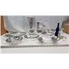 Image 4 : Collection of matching glass dishes, w/ black accents (Vases, serving dishes, cream & sugar dish, et