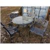 Image 1 : heavy solid cast iron patio table and chairs - table: 42"x42"x29"H