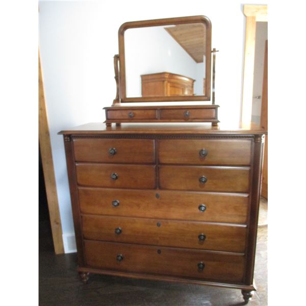 Durham 2 Piece Dresser Set with Mirror (7 Drawer - 52 x 19 x 48", 2 Drawer - 32 x 28" with Mirror)
