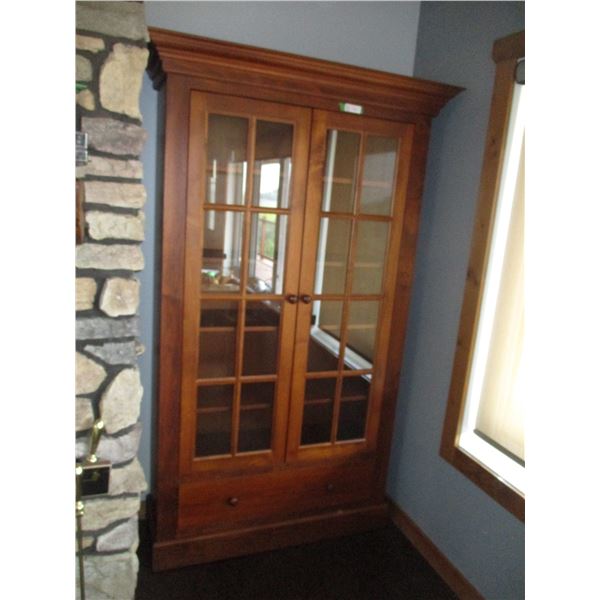 Wooden Cabinet with Glass Doors (41 x 13 x 78")