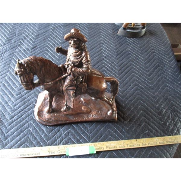 Bronze Horse and Man Figure (12" Long)