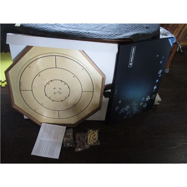 Crokinole Board with Shooters, Puzzle Store, Chest Player