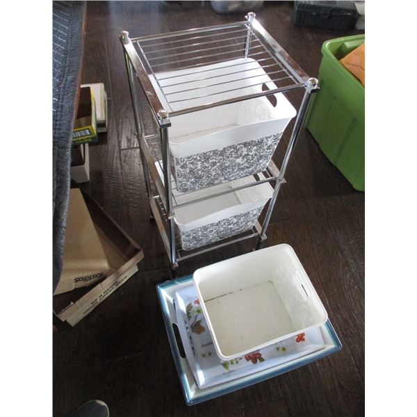 Metal Stand with Container and Trays (28" Tall)