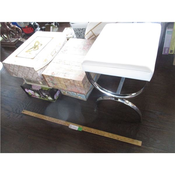 6 Storage Containers with Small Sitting Stool