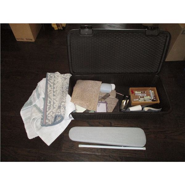 Bath Rug, Small Iron Board, Stapler, Storage Container