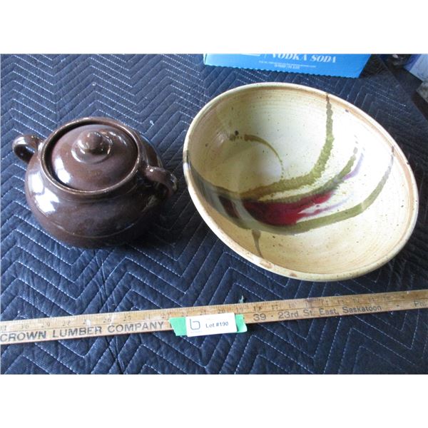 Stoneware Bowl 14" Round, Bean Pot