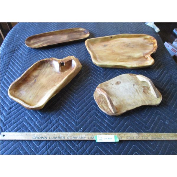 (4) Wooden Trays