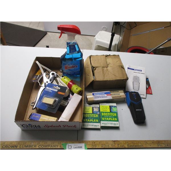 Carpenter Pencils, Staples, Stud Finder, Leather Punch