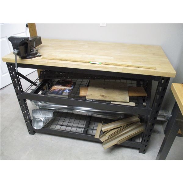 Workbench with Table Vise & 2 Shelves (55 x 25 x 38")