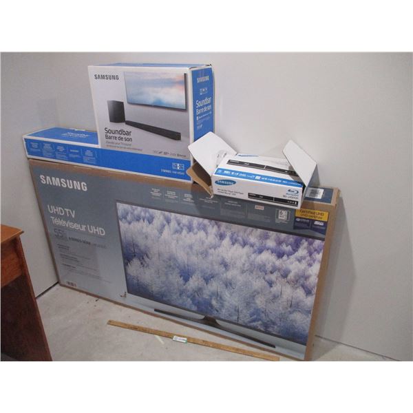 Blue Ray Disk Player with Sound Bar, Samsung 55" TV (NIB)