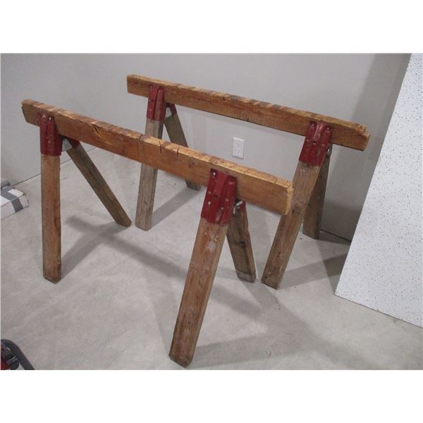 (2) Wooden Saw Horses