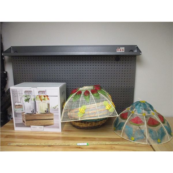 Beverage Dispenser Wood Crate with Shade, Misc.