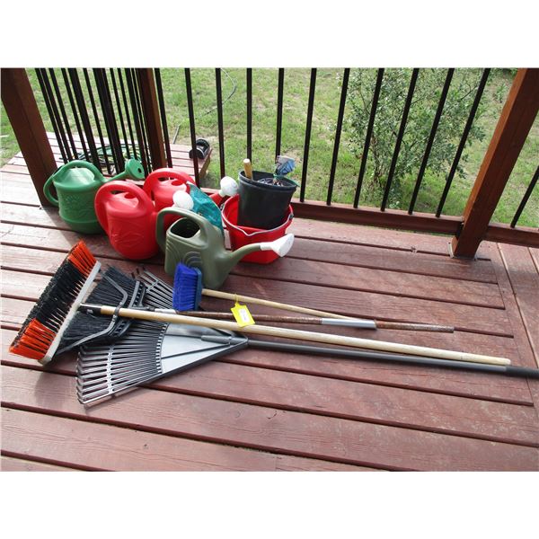 Broom, Pail, Watering Cans, Rake, Misc.