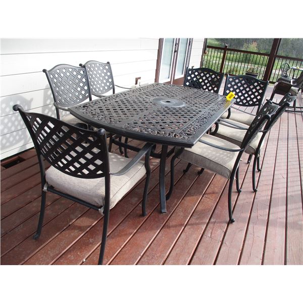 70" Cast Iron Table Patio Set with (7) Chairs
