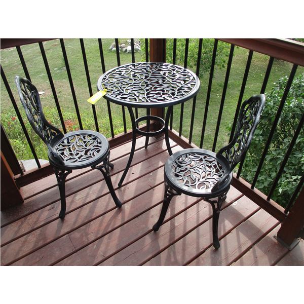Small Cast Iron Patio Table with (2) Chairs