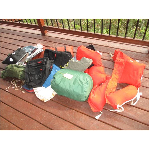 Life Jackets, Sleeping Bag, Travel Bag, Misc. Bags