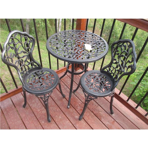 Small Cast Iron Patio Table with (2) Chairs