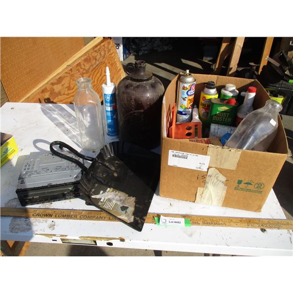 Misc. Oils, Glass Jar, Vintage Bottles, Metal Dust Pan